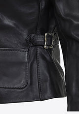 Leather Jacket with Back-Strap