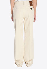 Stitched Straight-Leg Jeans