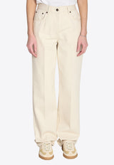 Stitched Straight-Leg Jeans