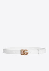 Rhinestone-Embellished DG-Buckle Leather Belt