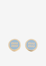Enameled-Logo Brass Earrings