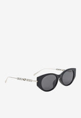 Low-Nose with Crystal-Embellishment Sunglasses