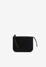Suede Pouch Bag with Embossed-Logo