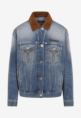 Denim Overwashed Jacket with Embroidered-Logo