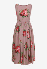 Floral-Print Flared Midi Dress