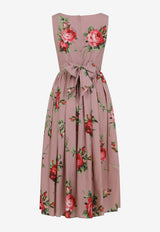 Floral-Print Flared Midi Dress
