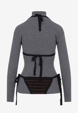 Wool Turtleneck Multilayered Sweater