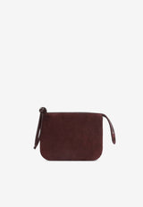 Suede Pouch Bag with Embossed-Logo