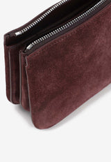 Suede Pouch Bag with Embossed-Logo