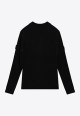 Stone Island Logo Patch Wool Polo Sweater Black S155100076S00FC/S_STONE-V0029