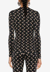 Marine Serre Moon Print Long-Sleeved T-shirt Black WTS006ACJER0001_IT99
