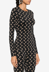 Marine Serre Moon Print Long-Sleeved T-shirt Black WTS006ACJER0001_IT99