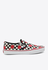 Dots Checkerboard-Print Slip-On Sneakers