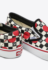 Dots Checkerboard-Print Slip-On Sneakers