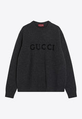 Logo Intarsia Knitted Wool Sweater