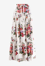 Dolce & Gabbana Floral Bouquet Poplin Maxi Skirt Multicolor F4DC6THS5UUHA5ZO_MAZZFIORI BIANCO_40005128
