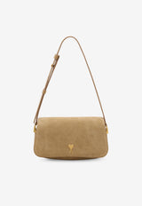 AMI PARIS Paris Paris Suede Shoulder Bag Honey ULL719AL0166A086_MIEL_48013846