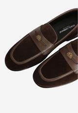 Split Calfskin Slippers with Branded-Dime
