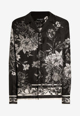Flower-Print Jacquard Skill Shirt