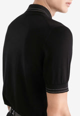 Silk Polo T-shirt with Contrasting-Logo