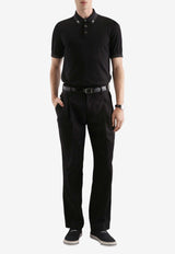 Silk Polo T-shirt with Contrasting-Logo