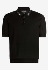 Silk Polo T-shirt with Contrasting-Logo