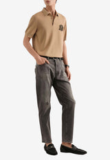 Wool Polo T-shirt with Logo-Patch