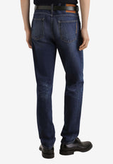 Straight-Leg Jeans with Embroidered-Logo