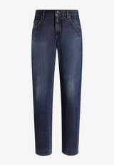 Straight-Leg Jeans with Embroidered-Logo