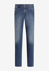 Straight-Leg Jeans with Embroidered-Logo