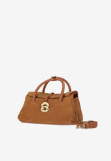 Zanellato Small Dotta Suede Top Handle Bag Brown 0691200070000S_Z0250