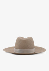 Brunello Cucinelli Monili Embellished Raffia Fedora Hat Green MCAP90019CAL57_Green_40000181