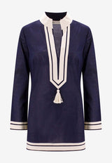 Tory Burch V-neck Mini Tunic Dress Blue 83308405_Blue_40005238