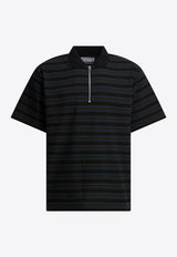 Striped Zip-Up Polo T-shirt