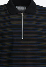 Striped Zip-Up Polo T-shirt