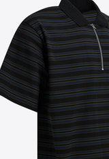 Striped Zip-Up Polo T-shirt