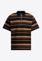 Striped Zip-Up Polo T-shirt