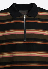 Striped Zip-Up Polo T-shirt