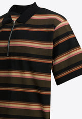 Striped Zip-Up Polo T-shirt