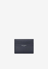 Saint Laurent Stamped Logo Leather Cardholder Black 3759460U90E_4100