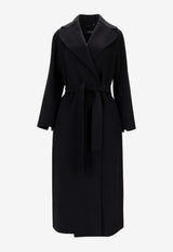 S Max Mara Paola Wool and Cashmere Belted Long Coat Black 2529016083600PAOLA_004