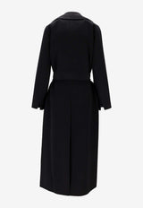 S Max Mara Paola Wool and Cashmere Belted Long Coat Black 2529016083600PAOLA_004