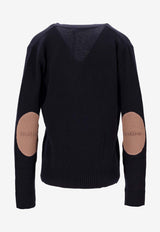 S Max Mara Pollo Wool V-neck Cardigan Navy 2529346021600APOLLO_006
