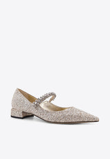 Jimmy Choo Bing Glittered Pointed Flats Silver BINGPUMPFLATPZFSAND_SAND_40005158