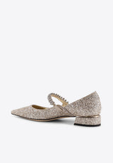 Jimmy Choo Bing Glittered Pointed Flats Silver BINGPUMPFLATPZFSAND_SAND_40005158
