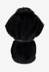 P.A.R.O.S.H Belted Faux Fur Coat Black D410573PORTAL_813
