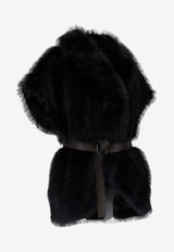 P.A.R.O.S.H Belted Faux Fur Coat Black D410573PORTAL_813