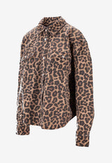 Anine Bing Paxton Leopard Print Denim Shirt Brown A0712096_MTL59