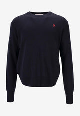 AMI PARIS Ami De Coeur Wool Sweater Navy HKS826001_414