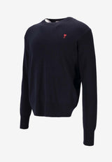 AMI PARIS Ami De Coeur Wool Sweater Navy HKS826001_414